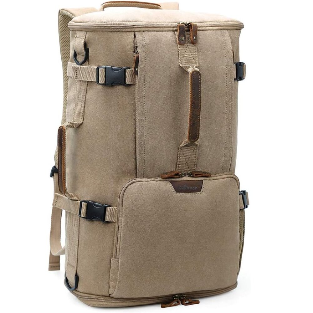 NEW! G-FAVOR 40L Travel Backpack, Vintage Canvas Rucksack Convertible Duffel Bag